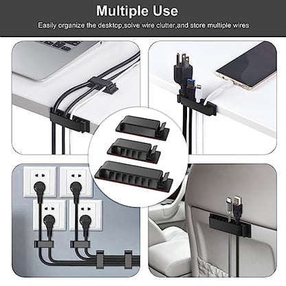 Cable Management Clips, 20Pcs Cord Organizers Wire Clips Cord Holder for TV PC Ethernet Cable Desk Home Office (Black)