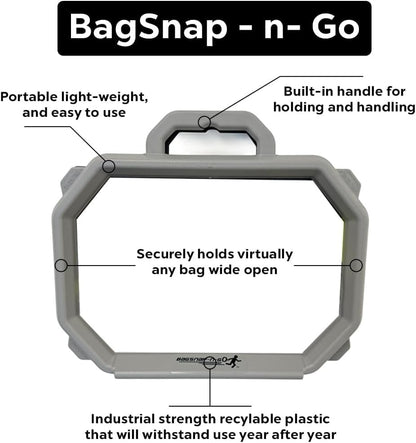 Medium SnapRing Trash Bag Holder | Portable Garbage Opener Frame for 5–30 Gallon Grocery Recycling Bags, Indoor Cleanup Organizer