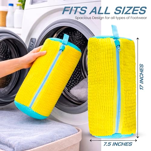 Shoe Washing Machine Bag 2pc Laundry Shoe Bag Reusable Shoe Cleaning Bags for Sneakers 360° for Washer and Dryer Deep Cleaning Machine for All Shoes Types With Self-locking Zipper