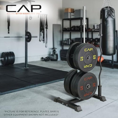 Olympic Bumper Plate Tree Rack with Barbell Holder... (Alloy Steel)