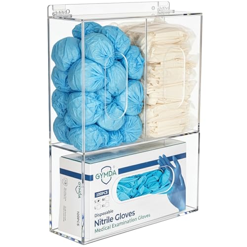 SEANADO Acrylic Disposable Glove Box Face Mask Dispenser Holder Triple Glove Rack Hairnet Tissue Napkin Dispenser with Lid for Wall Mount Organizer for Food Service, Lab, Medical Office, Clear