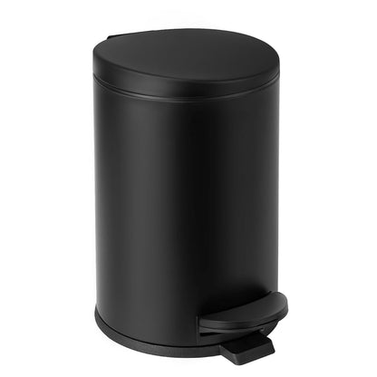 TIPGO 1.2 Gallons Small Black Trash Can, Bathroom Garbage Can with lid, Foot Pedal Trash Bin, Mini Round Wastebasket for Bathroom, Bedroom, Office, 4.5 Liters, Matte Black