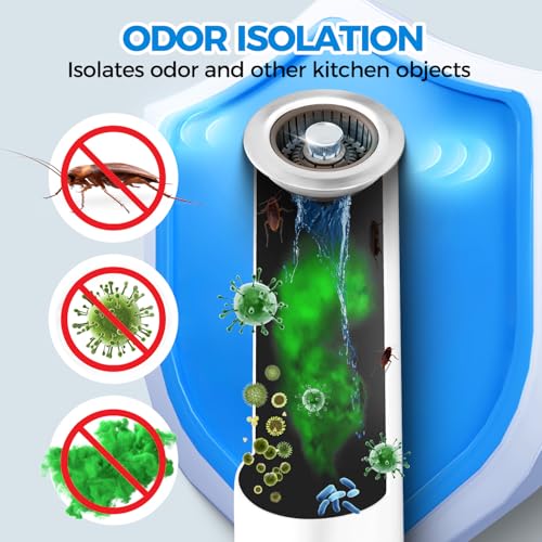 3 in 1 Kitchen Sink Drain Strainer Stopper Removable Basket Pop-Up | Kitchen Sink Accessories 1 Pack Brown Stainless - Food Catcher, Odor-Blocking Seal, Fits 3.5" Drain, Easy Clean