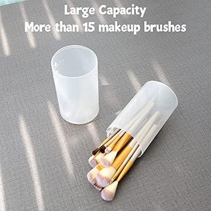 2 Pack Transparent Plastic Makeup Brush Holders, Dual Use, Lightweight, Spacious