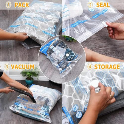 MEIQIHOME Vacuum Storage Bags, Space Saver Sealer Bags,Vacuum seal bags for clothing, Pillows, Comforters, Blankets, Bedding,Travel,6 XXL