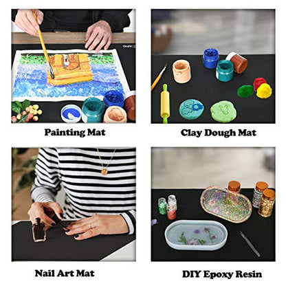 2Pcs Thick Silicone Mat Crafts Large Silicon Sheet... (Black | Silicone)