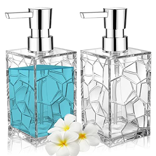 2 Pack Clear Rust Proof Soap Dispenser | Acrylic material for bathroom and kitchen countertops