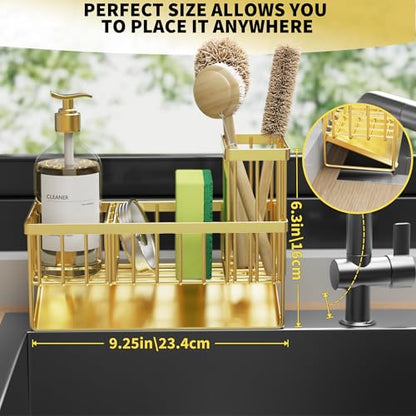 Gold Kitchen Sink Caddy Organzier with High Brush... (Gold | Stainless Steel)