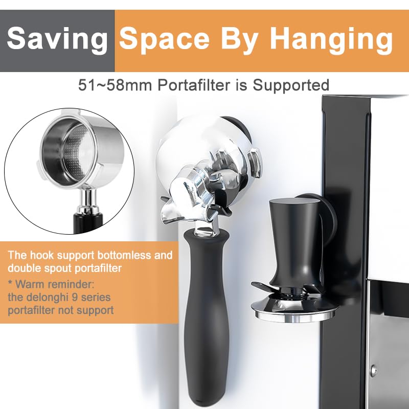 2-Pack Magnetic Portafilter&Tamper Holder,Espresso Accessories Organizer for Metal Wall Surface,Strong Magnet,Anti-Scratch,Space-Saving,Compatible with Ninja Luxe Cafe,Rancilio,Breville Coffee Machine