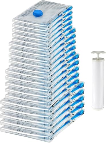 Vacuum Storage Bags with Hand Pump for Travel, Spa... (Clear)