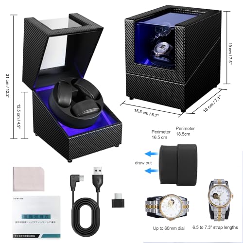 3 Watch Winder Box for Automatic Watch,Ultra Quiet,4 Rotation Modes