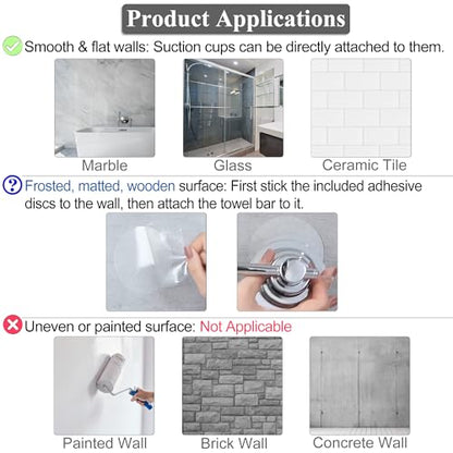 Sneatup Suction Cup Extendable 17-29" Stainless Steel Towel Bar (Chrome Plating)