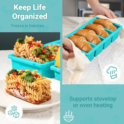 Silicone Freezer Molds for Soup with Lid – 1-Cup Soup Container Style Ice Cube Trays for Freezer, Meal Prep & Food Storage, Freeze 250mL/125mL Portions – 2 Pack