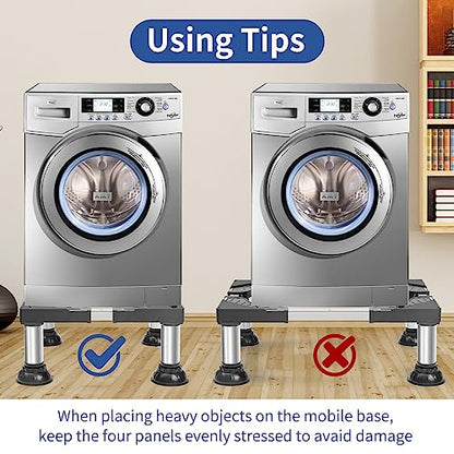 Mini Fridge Stand Height 7"-8.4" Adjustable Washer and Dryer Stand with 4 Strong Feet Heavy Duty Washing Machine Stand Base Laundry Pedestal Universal Platform for Home 16-24 Inch Appliance