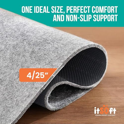 Premium Non Slip Rug Pad 5x7 Feet, 1/4" Thick Cushioned Rug Gripper for Hardwood Floors, Vinyl, Laminate, Stone, Carpet & Tile, Under Rug Padding Protects Floors