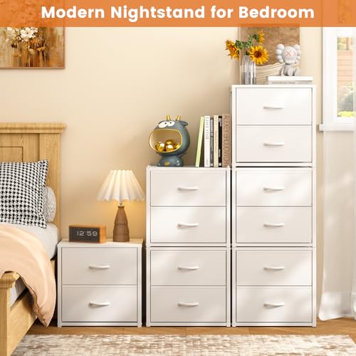 3-Pack Stackable Storage Drawers (6 Drawers Total), White Closet Organizer for Clothes, Stackable Drawer Dresser for Closet, Stackable Drawers for Bedroom, Living Room, Pantry, Under Bed