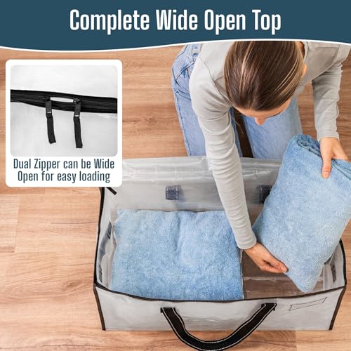 VENO Moving Bags, Storage Bags, Wide Open Top, Clear, 4 Pack | Moving boxes Alternative, Heavy Duty, Packing Supplies, Clothes and Comforter Storage, College Dorm Essentials