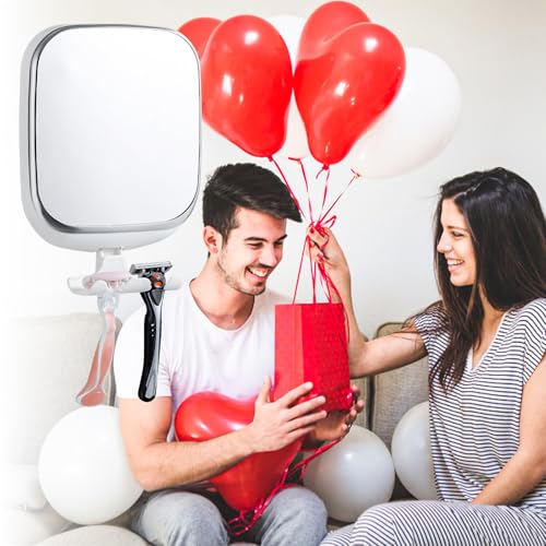 TAILI Shower Mirror Fogless for Shaving,Fogless Mirror for Shower with Tray | Shaving Mirror with Razor Holder, Anti Fog No Drill, Removable, Wall Mounted Bathroom Accessories with Powerful Suction,White