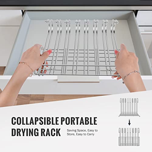 IDEATECH Reusable Bag Rack with Cup Drying Mat,Plastic Bag Dryer Rack Dish Drying,Collapsible Kitchen Counter Storage Organizer Sponge Holder,Dryer Rack for Silicone Storage Bag,Kitchen Must Have