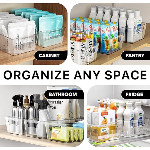 Simple Houseware 4 Pcs Pantry Clear Bin Storage Organizer, 14" x 7" x 3.75"