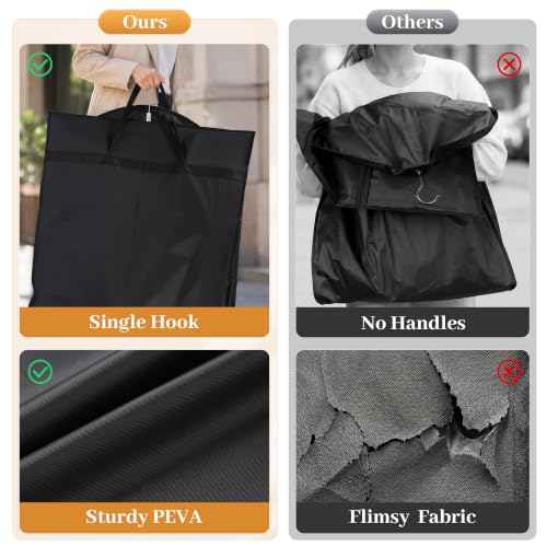 6-Pack 65” x 23” Garment Bags for Dresses and Gowns for Closet Storage | Hanging Clothes Cover with Handles for Travel, Waterproof, Dust-Proof