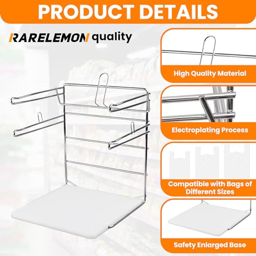 Bag Holder Stand for Plastic Bags – 15.7”Wx12.4”Dx12.4”H Metal Grocery Sack Holder and Dispenser Chrome T Shirt Bag Holder Rack Shopping Bag Holders for Grocery Bags for Retail and Store Use