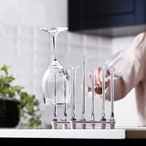 Marbrasse Retractable Cup Drying Rack, Drinking Glass and Sports Bottle Drainer Stand, Plastic Bag Dryer with Non-Slip Bottom for Kitchen Countertop, 2p