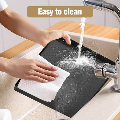 Water Cooler Mat - (22" x 19") Non-Slip Water Cooler Mat with Raised Edge for Foor Protector, Under Water Dispenser Mat Used for Bedrooms, Kitchens,Offices, Bars (Black)