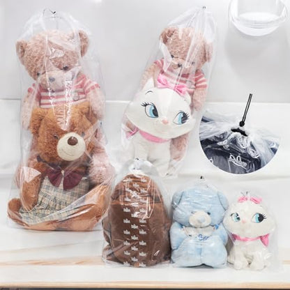 2 PCs/pack Drawstring Plastic Dust Cover Bags,Transparent Storage Bags with multi-purpose for Home Organization, suitable for luggage, blanket, big doll, duvet and reusable (Golf Bag & Mattress Bag)