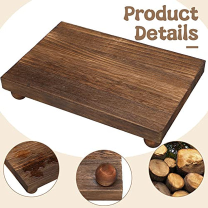 Wood Pedestal Stand Kitchen Soap Tray Farmhouse Wooden Riser Stand for Kitchen Bathroom Counter Table Decor Plant Vases Display(Classic,Dark Brown,12 x 7 Inch)