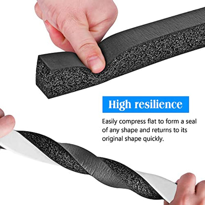 Foam Strips with Adhesive, 2 Inch Wide X 1 Inch Thick, Neoprene Weather Stripping High Density Foam Closed Cell Tape Seal for Doors and Windows Insulation, Total 6.5 Feet Long