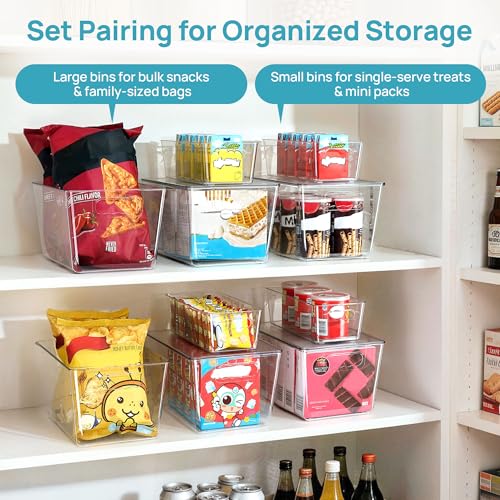 8 Pack Clear Storage Bins with Lid Set for Pantry... (Clear | Plastic)