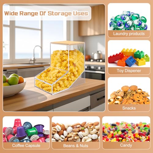 JYPS Laundry Box, Acrylic Dishwasher Pod Rack with 2 Lids | Powder Dispenser, Dry Ball, Beads, Soap Storage Box, For Room Table/Wall Mounted, Snack Candy Storage