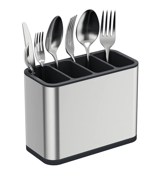 Silverware Caddy Utensil Caddy Spoon Holder with 4... (silver | Stainless Steel)