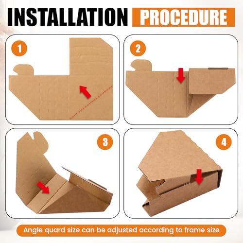 300 Pcs Adjustable Picture Frame Cardboard Corner Protectors Fit 1", 1.5" and 2.2" Frames, Kraft Corner Protectors Bulk for Shipping Packing or Moving Art, Reusable Packaging Edge Protector