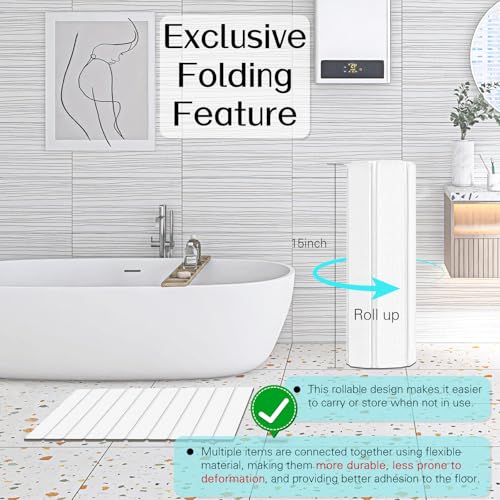 Cuckan 2 Pack Foldable Stone Bath Mats for Bathroom Super Absorbent Diatomaceous Earth Bath Mat Quick Dry Bath Rug Drying Mats with Non Slip Shower Rug Tub Shower Mat