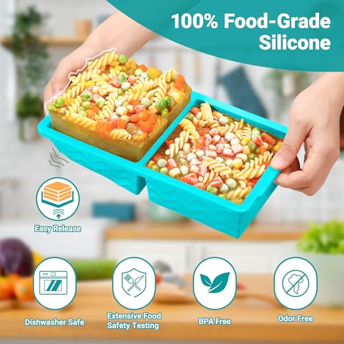 Aopigavi Silicone Freezer Tray with Lid – 2-Cup Soup Freezer Container Molds, Large Ice Cube Trays for Freezing Soup, Sauce & Broth, Meal Prep & Food Storage – Oven & Dishwasher Safe, 2-Pack