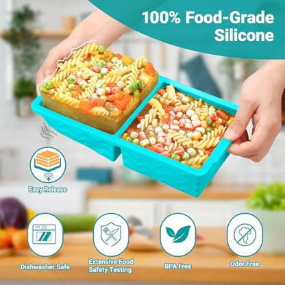Aopigavi Silicone Freezer Tray with Lid – 2-Cup Soup Freezer Container Molds, Large Ice Cube Trays for Freezing Soup, Sauce & Broth, Meal Prep & Food Storage – Oven & Dishwasher Safe, 2-Pack