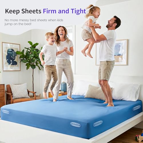 Bed Sheet Holders - 4 Pack Foldable Sheet Fasteners for Mattress Corners, Open Corner Bed Sheet Holder Clips with Gentle Sliding Locks, Tug-Proof Sheet Grippers Keep Sheets Tight All Night