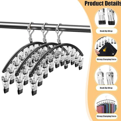 Legging Organizer for Closet,Upgrade Skirt Pants Hangers with Clips, Metal Yoga Pants Hangers 5 Pack w/10 Clips,Hangers Space Saving Closet Organizers w/Rubber Coated Closet Organizers(Black)