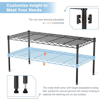 1-Tier Wire Shelf Rack,30" Wx14 Dx17 H,Single Metal Shelves Rack | Height Adjustable Metal Wire Shelving Unit and Storage for Kitchen,Cabinet,Countertop,Under-Sink,Closet,Pantry,Bathroom