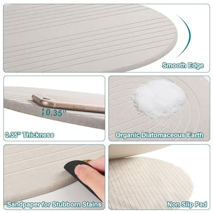Elfcool Stone Bath Mat Diatomaceous Earth Shower Mat Non Slip Quick Dry Bath Stone Mat Super Absorbent Bathroom Floor Mat for Bathroom Kitchen Counter (Off White)