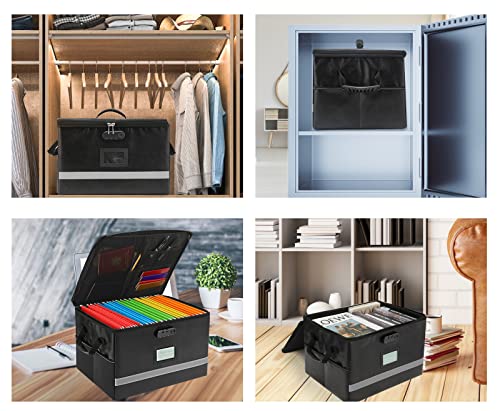 EXLIFBAG File Organizer, Fireproof File Box with Lids, Important Document Organizer Box with Lock, Portable File Folder Organizer with Handle