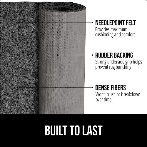 GORILLA GRIP Felt with Rubber Stay in Place Slip Resistant Rug Pad, 1/8 inch Thick, 2x8 FT Protective Padding Under Area Rugs, Cushioned Gripper Pads, Carpet Runners, Hardwood Floors Protection