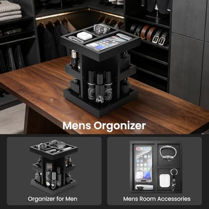 Cologne Organizer for Men,Anniversary Birthday for Mens Gift,Black | Easy Installation,360° Rotating,Boyfriend Husband Dad Gift,Mens Room Decor for Desk,Bathroom Countertop,perfume,Accessories