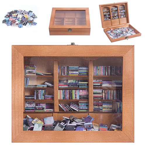 Anxiety Bookshelf Mini Books with 340 Minibooks Portable Bookshelf,Stress-Relief Booksshelf Organizer with Anxiety Quotes,Small Decorative Shelf for Home/Office Desk (Mini Book Display)
