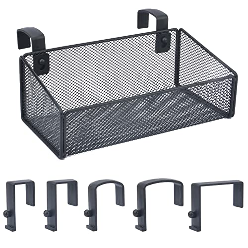 Bedside Caddy Hanging Storage Basket Beside Shelf Metal Organizer for Collage Dorm Bunk Bed,Hospital Bed,Baby Bed - Bedroom Essentials for Magazine,Remote Control,Phone,Drinks (Black)