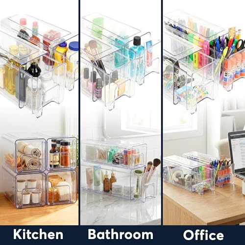 Sorbus Large Clear Stackable Storage Drawers – 2-Pack Plastic Organizer Bins with Handles – Pull-Out Stackable Drawers for Bathroom Closet, Medicine, Cabinet, Pantry Storage, Baby Bottle Organizer