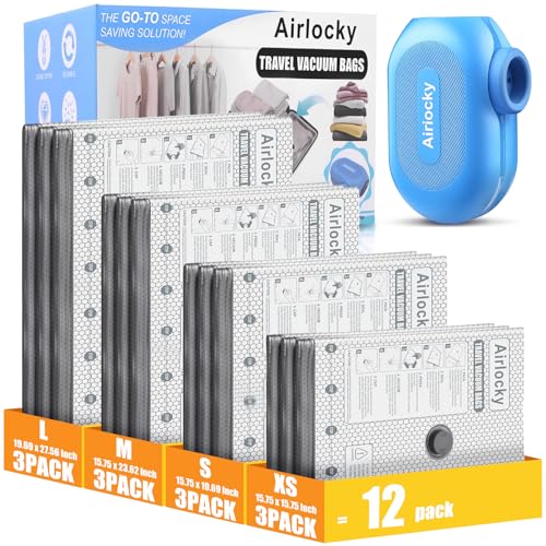 Travel Vacuum Bags with Rechargeable Pump, 12 Pack... (12 Count)