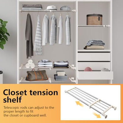 BAOYOUNI Tension Closet Shelf, Adjustable Storage Rack Separator | Wardrobe Cupboard Divider Organizer Rod for Kitchen Bathroom Bedroom, 23.62-39.37 Inch